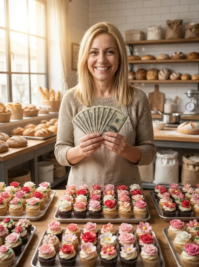 Repostera feliz con dinero